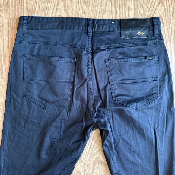 Zara skinny fit Black cotton blend 5 pockets pants Men size 32 - Picture 7 of 10